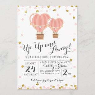 Heißluftballon Babydusche Einladung