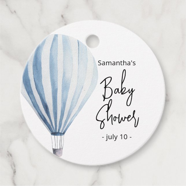 Heißluftballon - Babydusche Geschenkanhänger (Vorderseite)