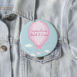 Heißluftballon Babydusche Pink Button