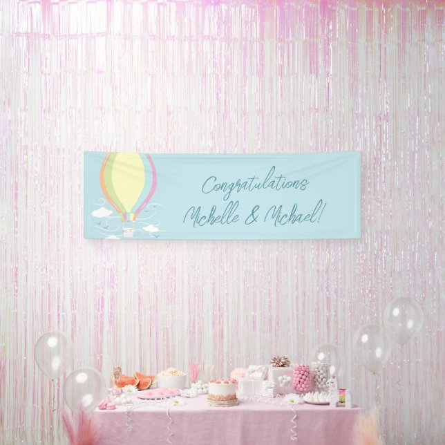 Heißluftballon Babydusche Regenbogen Banner (Party)