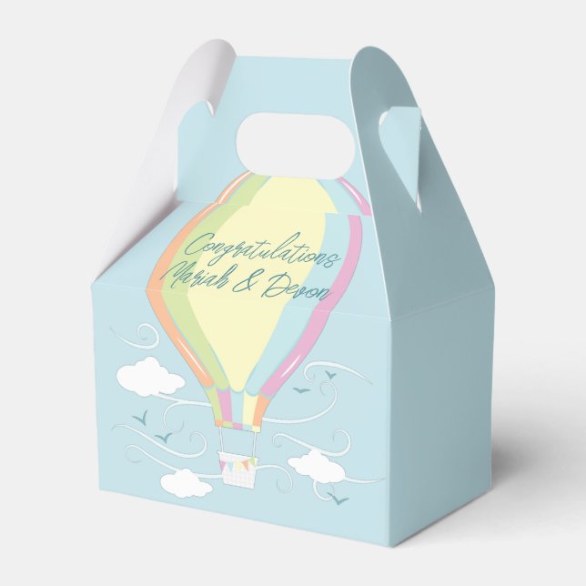 Heißluftballon Babydusche Regenbogen Geschenkschachtel (Vorderseite)