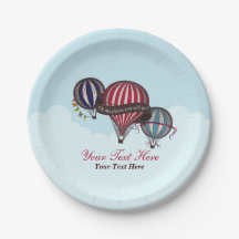 Heißluftballon Babydusche Teller