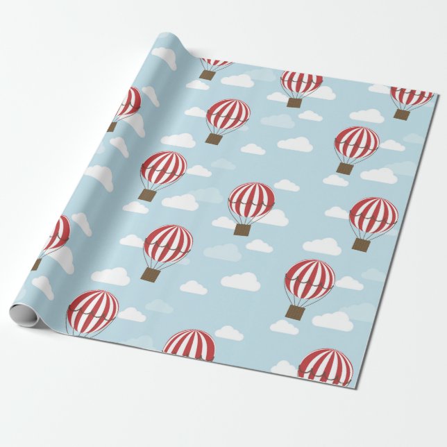 Heißluftballon Babydusche Unisex Kindergeburtstag Geschenkpapier (Ungerollt)