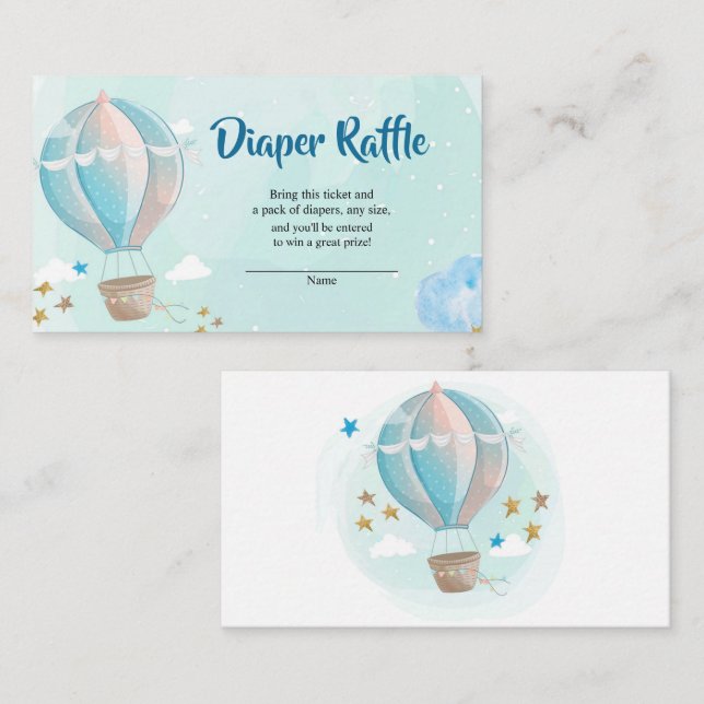 Heißluftballon Babydusche Windelwanne Begleitkarte (Vorne/Hinten)