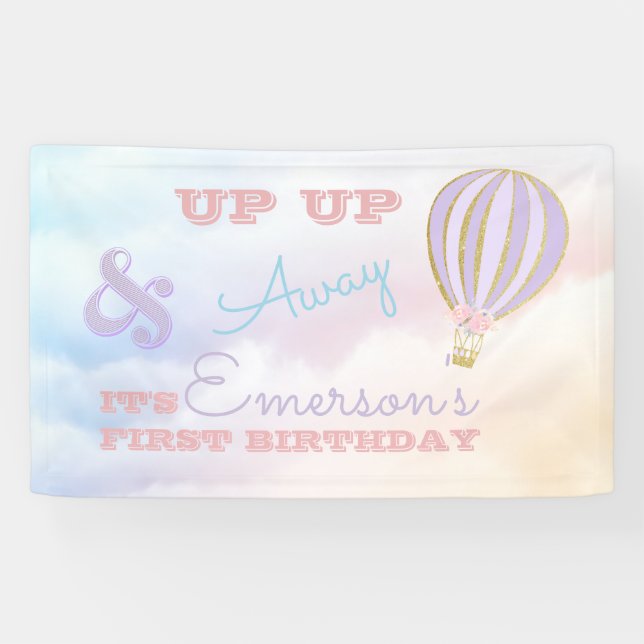 Heißluftballon-Banner, Up & away Pastell Banner (Horizontal)