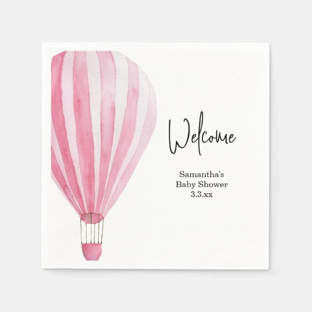Heißluftballon Begrüßung Babydusche Serviette (Vorderseite)