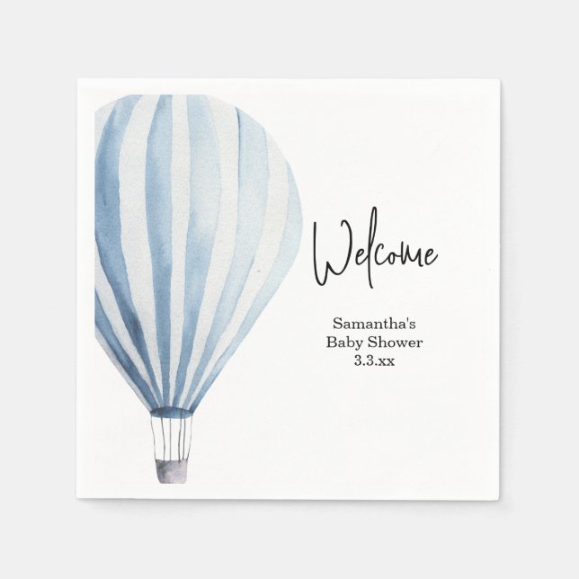 Heißluftballon Begrüßung Babydusche Serviette (Vorderseite)