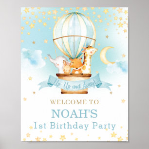 Heißluftballon Birthday Jungle Tiere Willkommen Poster