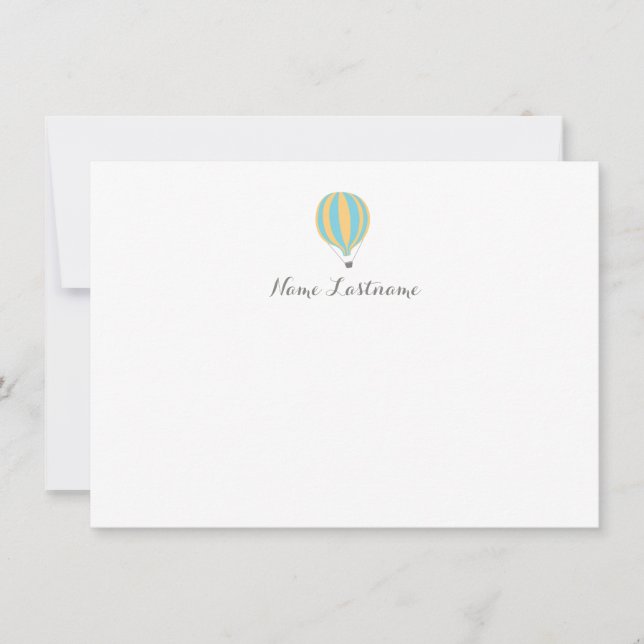 Heißluftballon Blau Gelbe Custom Stationer Mitteilungskarte (Vorderseite)