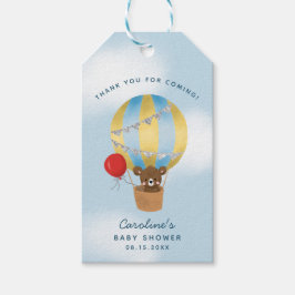 Heißluftballon Blau und Silver Baby Dusche Geschenkanhänger
