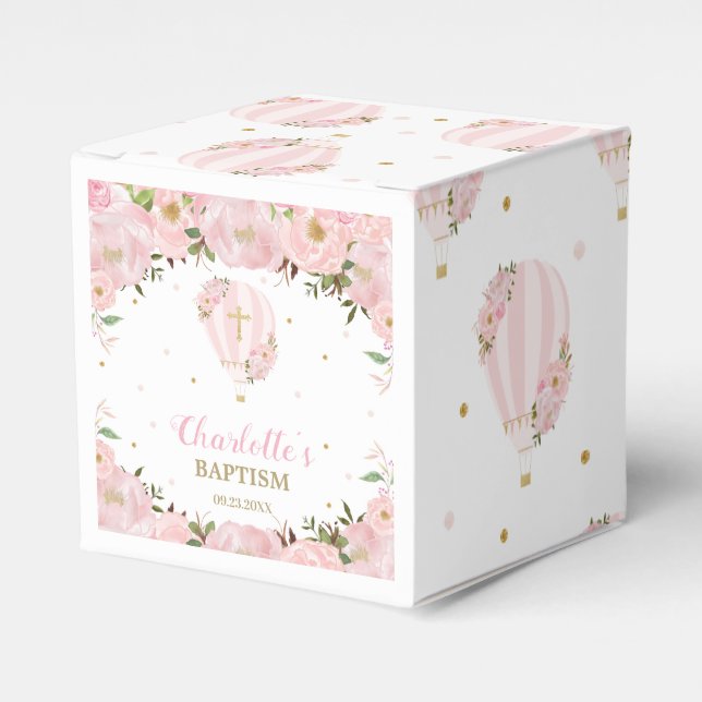 Heißluftballon Blush Pink Foto Vielen Dank Geschenkschachtel (Vorderseite)