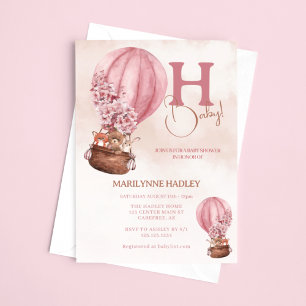 Heißluftballon Boho Pink Babydusche Einladung