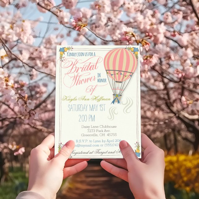 Heißluftballon Bridal Dusche Einladung. Einladung (Bridal Shower Adventure Hot Air Balloon Bridal Shower Invitation)