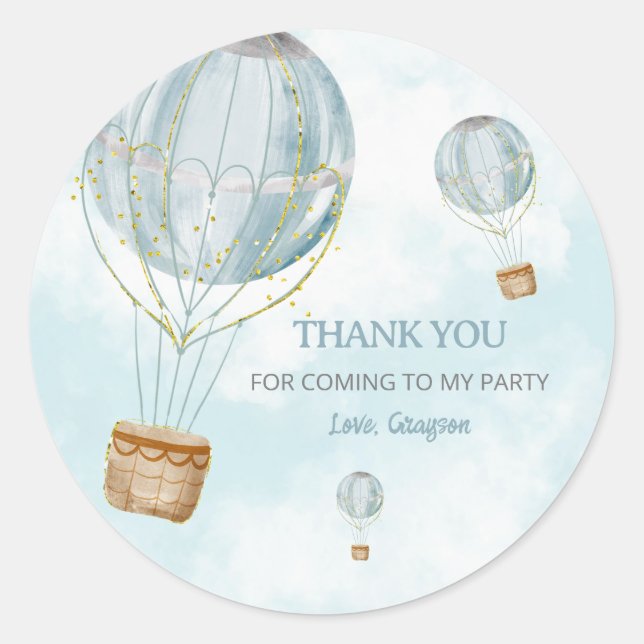 Heißluftballon Danke Party Sticker (Vorderseite)