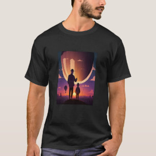 Heißluftballon, der Vater und Kind in der heißen L T-Shirt
