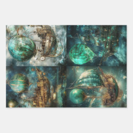 Heißluftballon-Designs & Steampunk Geschenkpapier Set