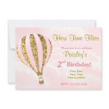 Heißluftballon - Einladung in Rosa und Gold
