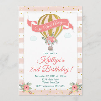 Heißluftballon Einladung zum Geburtstag, Auf und A
