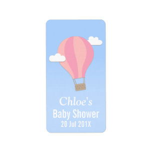 Heißluftballon, Girl Baby-Dusche Adressaufkleber