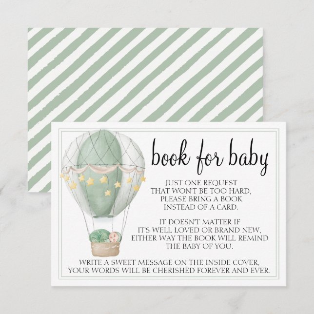 Heißluftballon Grün Babyduschkabine RSVP Karte (Vorne/Hinten)