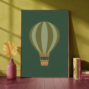 Heißluftballon grüne Kinderzimmer-Kunst drucken Poster