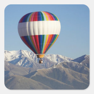 Heißluftballon, in der Nähe von Methven, Canterbur Quadratischer Aufkleber