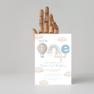 Heißluftballon Ist nicht der Regenbogen 1. Geburts Einladung