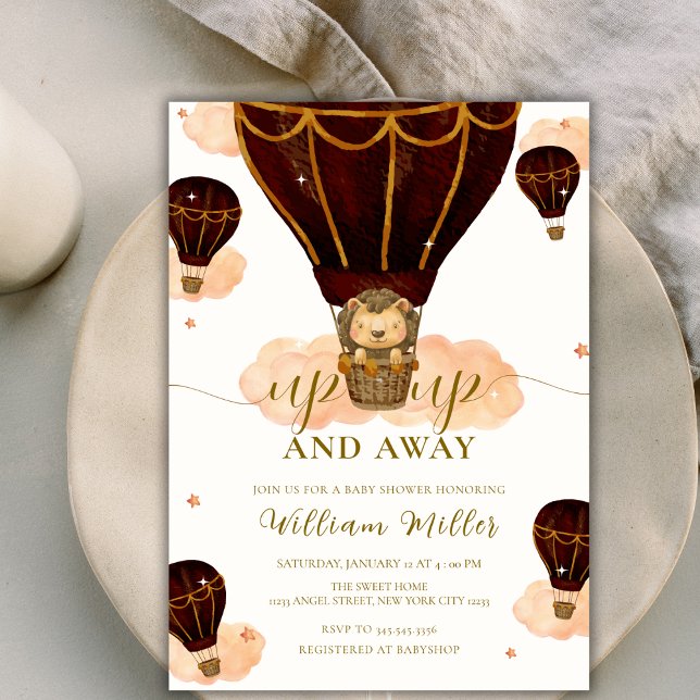 Heißluftballon Jungle Lion Boy Babydusche Einladung (Hot Air Balloon Jungle Lion Boy Baby Shower Invitation)