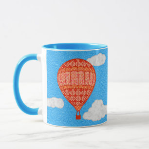 Heißluftballon, Korallenorange vor blauem Himmel Tasse