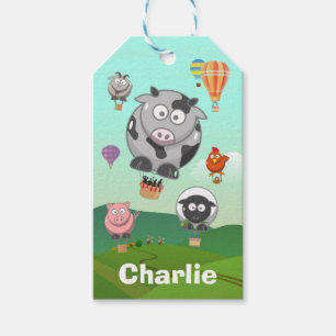 Heißluftballon Landtiere Personalisiert Geschenkanhänger