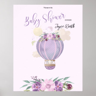 Heißluftballon lila Begrüßungszeichen Poster