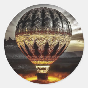 Heißluftballon mit aufwändigem Barockdesign Runder Aufkleber