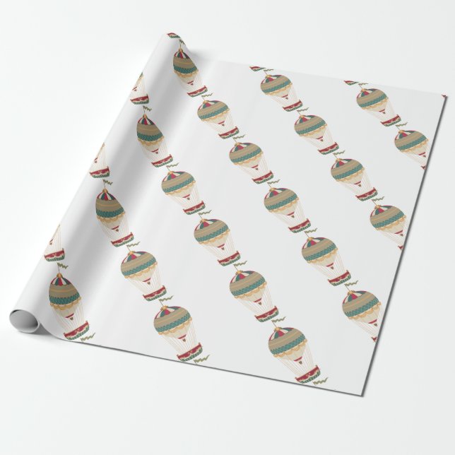 Heißluftballon mit Fahne Geschenkpapier (Ungerollt)