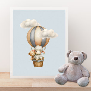 Heißluftballon mit Lamb und Teddy Poster