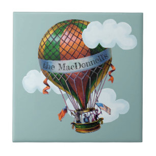 Heißluftballon mit Wolken - Namen hinzufügen Fliese