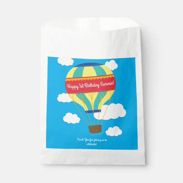 Heißluftballon Niedliche Farbgebung 1. Geburtstag  Geschenktütchen (Vorderseite)