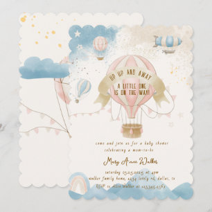 Heißluftballon Pastell-Baby Shower-Einladung Einladung