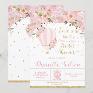 Heißluftballon Pink Blush Brautparty Einladung