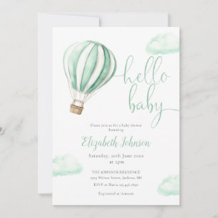 Heißluftballon QR Code Foto Baby Shower Einladung