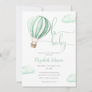 Heißluftballon QR Code Foto Babydusche Einladung