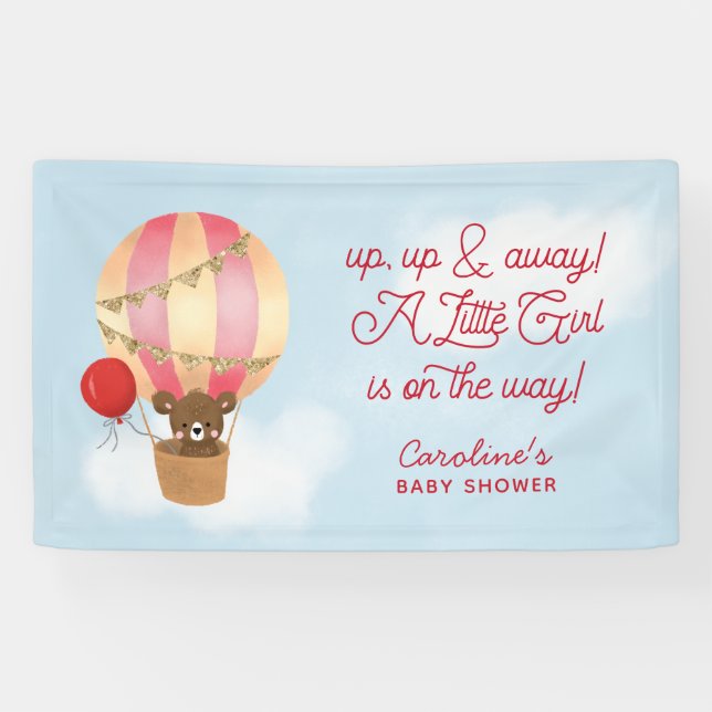 Heißluftballon Red Up and Away Baby Dusche Banner (Horizontal)