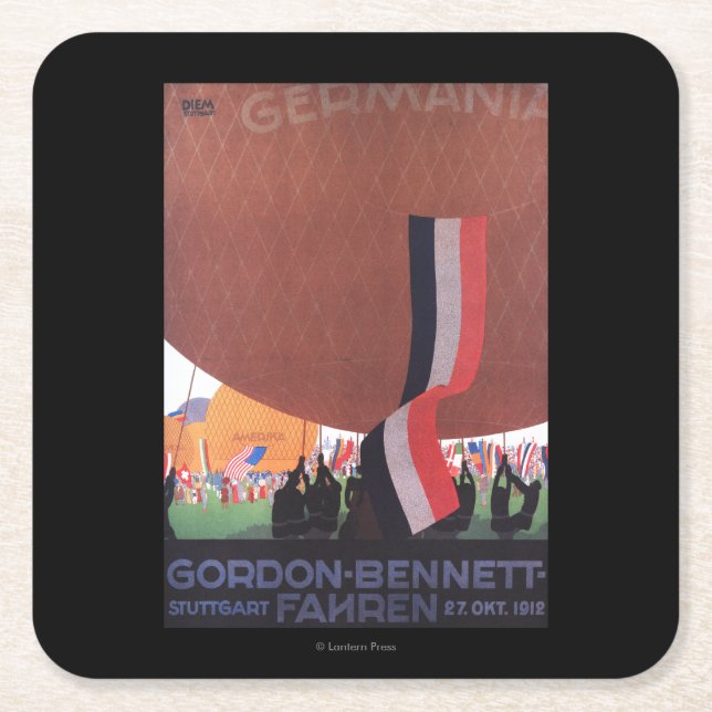 Heißluftballon-Rennen Gordons Bennett Rechteckiger Pappuntersetzer (Vorderseite)