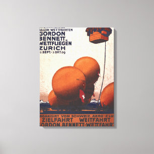 Heißluftballon-Rennen-Plakat Gordons Bennett Leinwanddruck