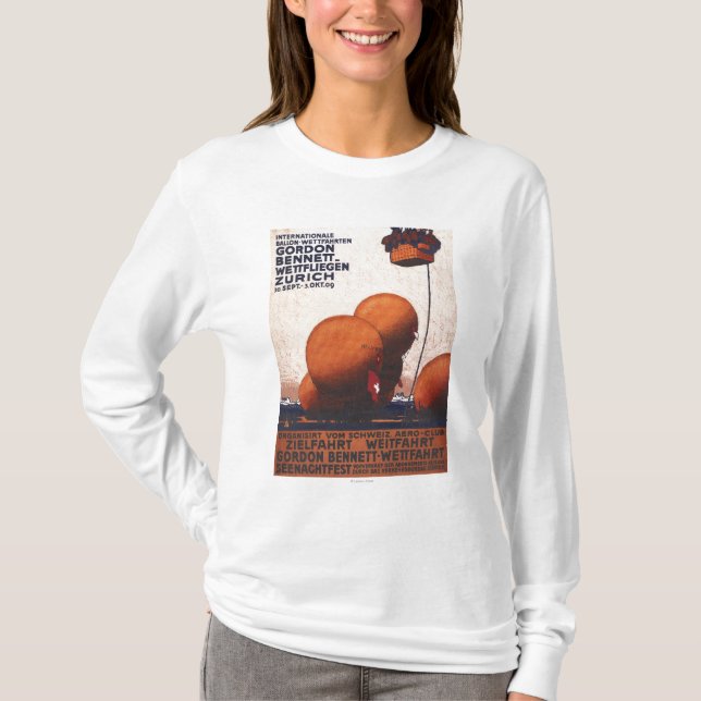 Heißluftballon-Rennen-Plakat Gordons Bennett T-Shirt (Vorderseite)