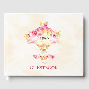 Heißluftballon Rosa Gold Gelbe Rosen Gästebuch