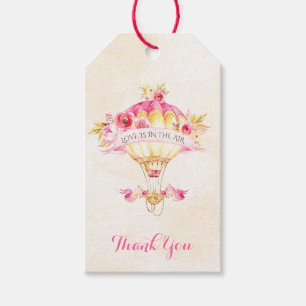 Heißluftballon Rosa Gold Gelbe Rosen Pfeil Geschenkanhänger