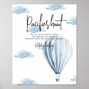 Heißluftballon - Schnuller Jagdspiel Babyparty Poster