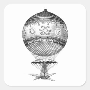 Heißluftballon-Steampunk-Aufkleber Quadratischer Aufkleber