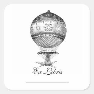 Heißluftballon Steampunk-Buchzeichen Quadratischer Aufkleber