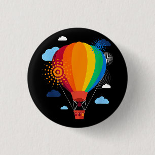 Heißluftballon T - Shirt Heißluftballonfahrten Fes Button